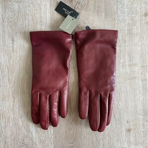 JCrew Cashmere Lined Leather Gloves in Burgundy